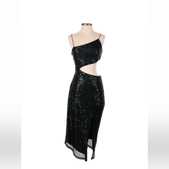 Dark Green Lulus Sequin Dress - Picture 1 of 2
